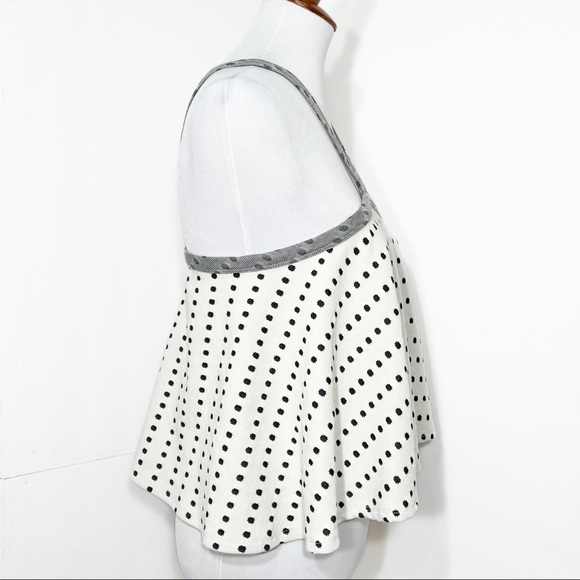 SOLD-Anthropologie Polka Dot Retro Halter Cream and Black Sleeveless Top - Picture 5 of 12